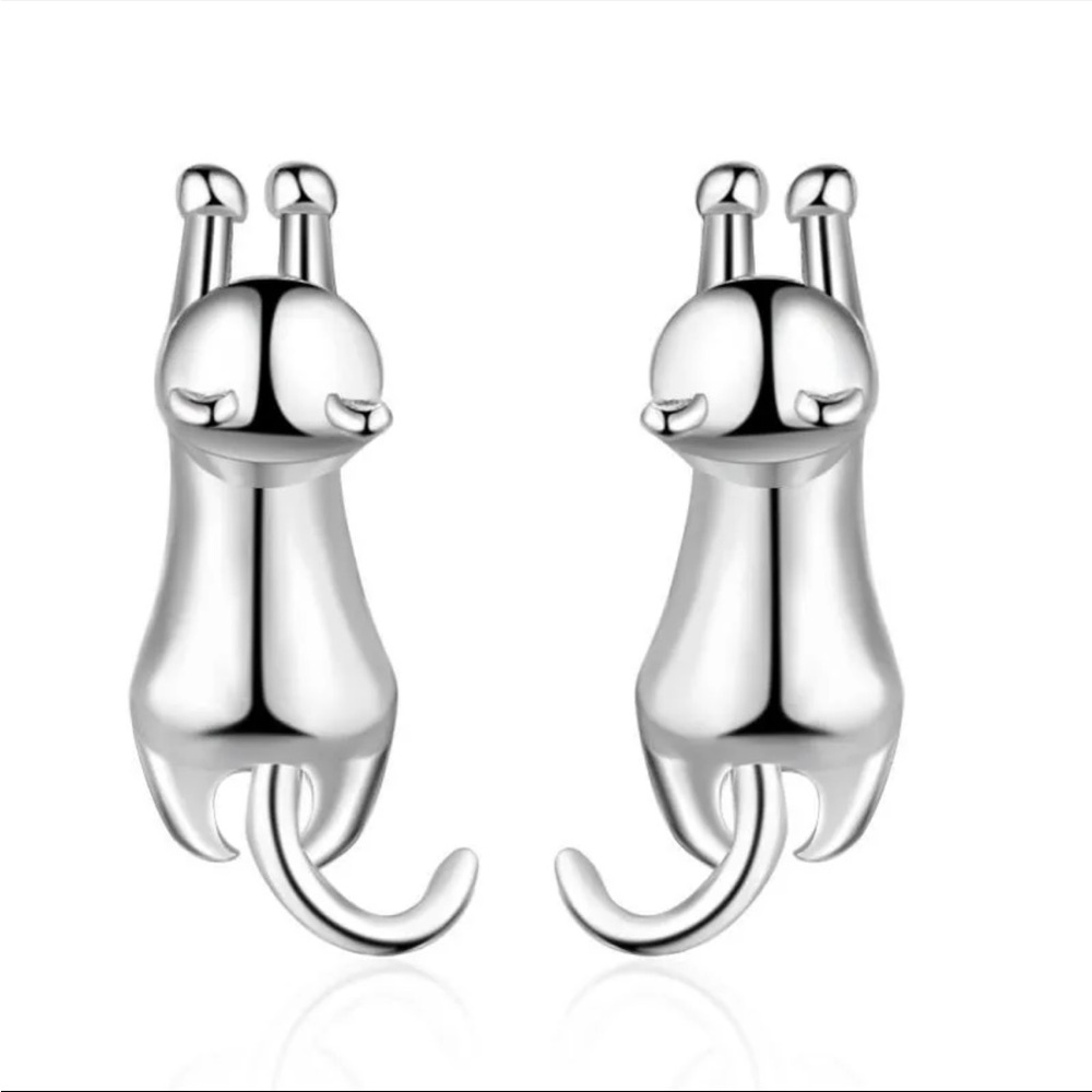 Sterling Silver Cats Studs